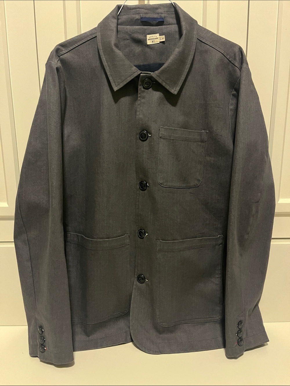 Bridge & Burn Men's Gray Denim Button-Up Casual Chore Jacket